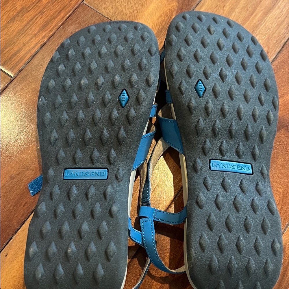 Lands' End Blue-Green Strappy Comfort Sandals - Picture 2 of 6
